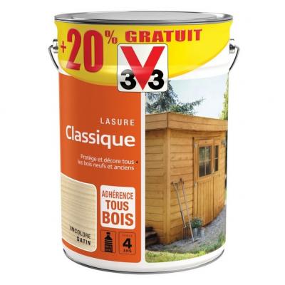 V33 - Lasure classique - incolore - 5L + 20% gratuit