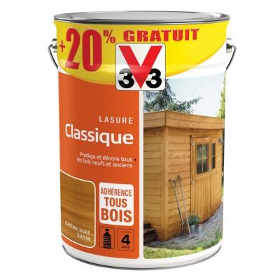 V33 - Lasure classique - chêne doré - 5L + 20% gratuit