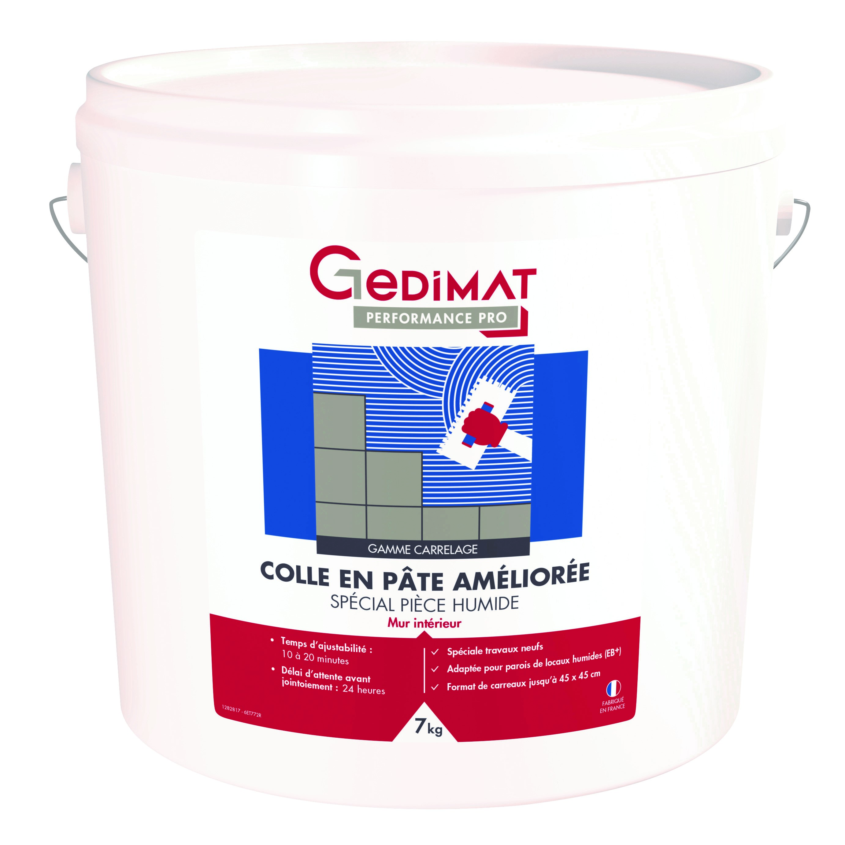 GEDIMAT Performance Pro - Colle en pâte améliorée NF spécial pièce humide - 7kg