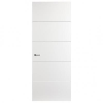 XIDOOR - Porte Berkoline rainurée à recouvrement - poussant gauche - blanc alpin - Ep. 3.9 x l. 85 x H. 204cm