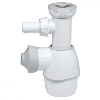 WIRQUIN - Siphon pour lavabo avec prise machine à laver - blanc/gris - ø32-43 x H. 165-200mm NF