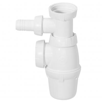 WIRQUIN - Siphon pour évier avec prise machine à laver - blanc - ø40 x H. 166-211mm - vendu en coque