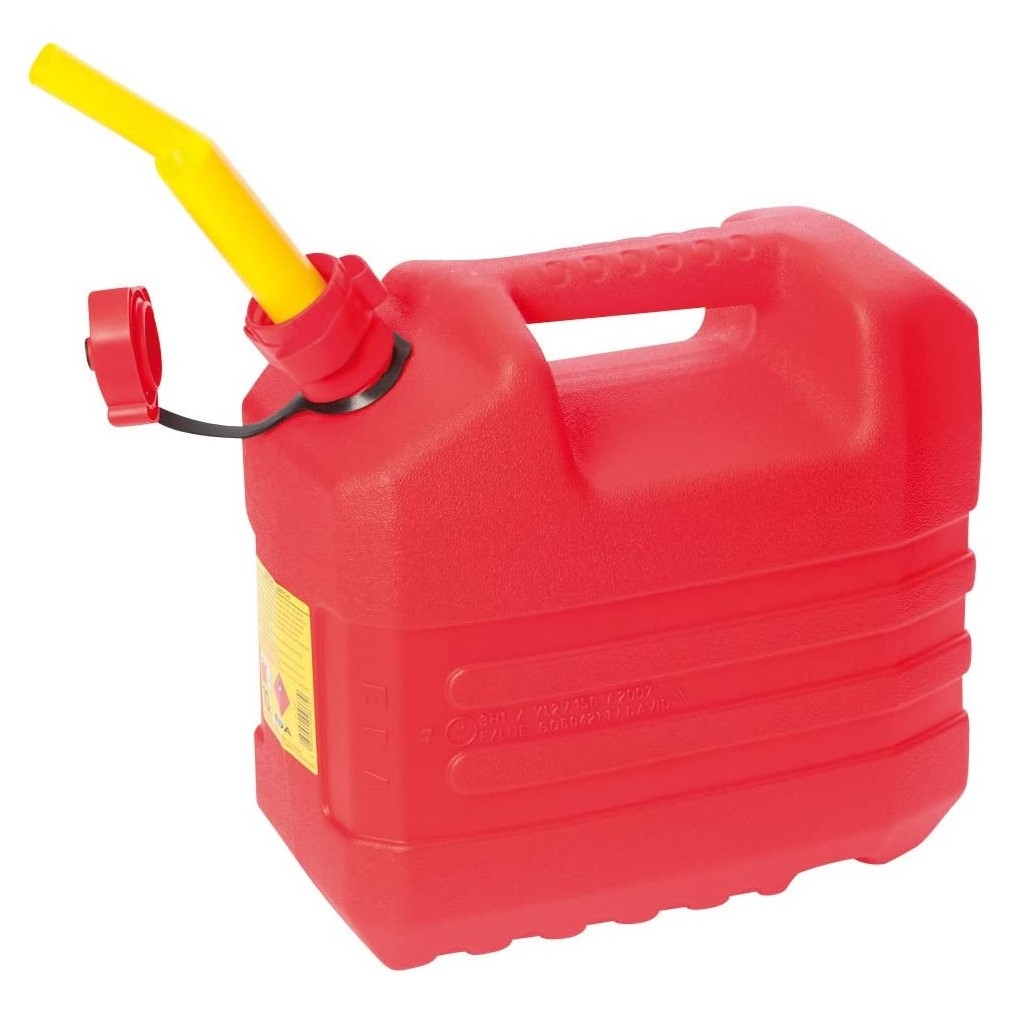 EDA - Jerrican avec bec verseur pour carburant et hydrocarbures plastique - rouge - 10L