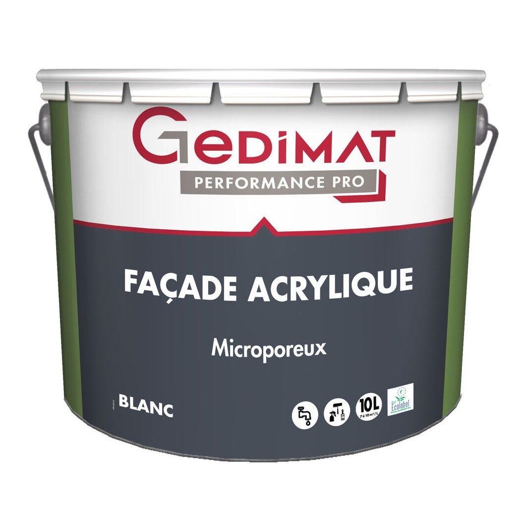 GEDIMAT Performance Pro - Peinture façade premium acrylique - blanc - 10L