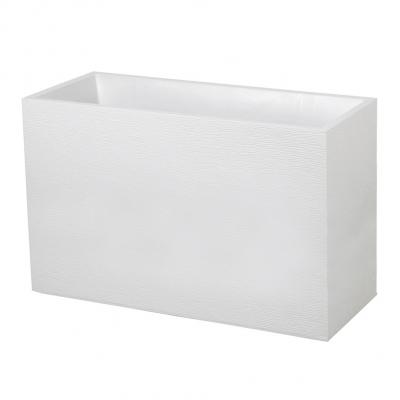 EDA - Bac à fleur GRAPHIT rectangle type  muret  plastique - blanc cérusé - 116L