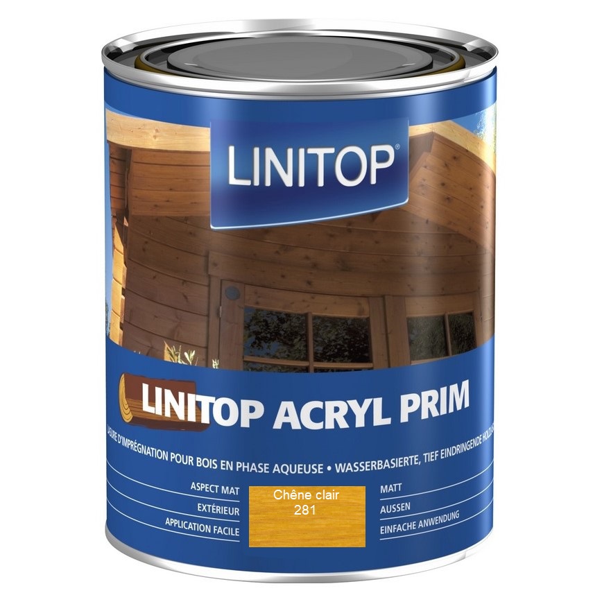 LINITOP® - Lasure Acryl Prim pour bois - chêne clair - 1L