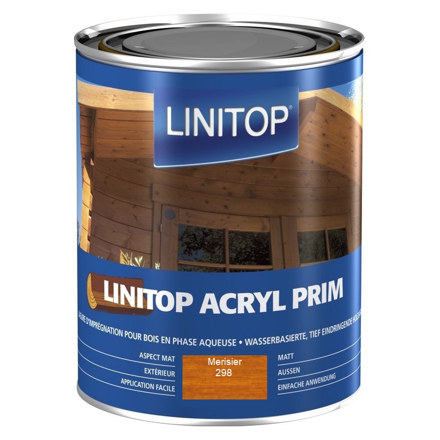 LINITOP® - Lasure Acryl Prim pour bois - merisier - 1L