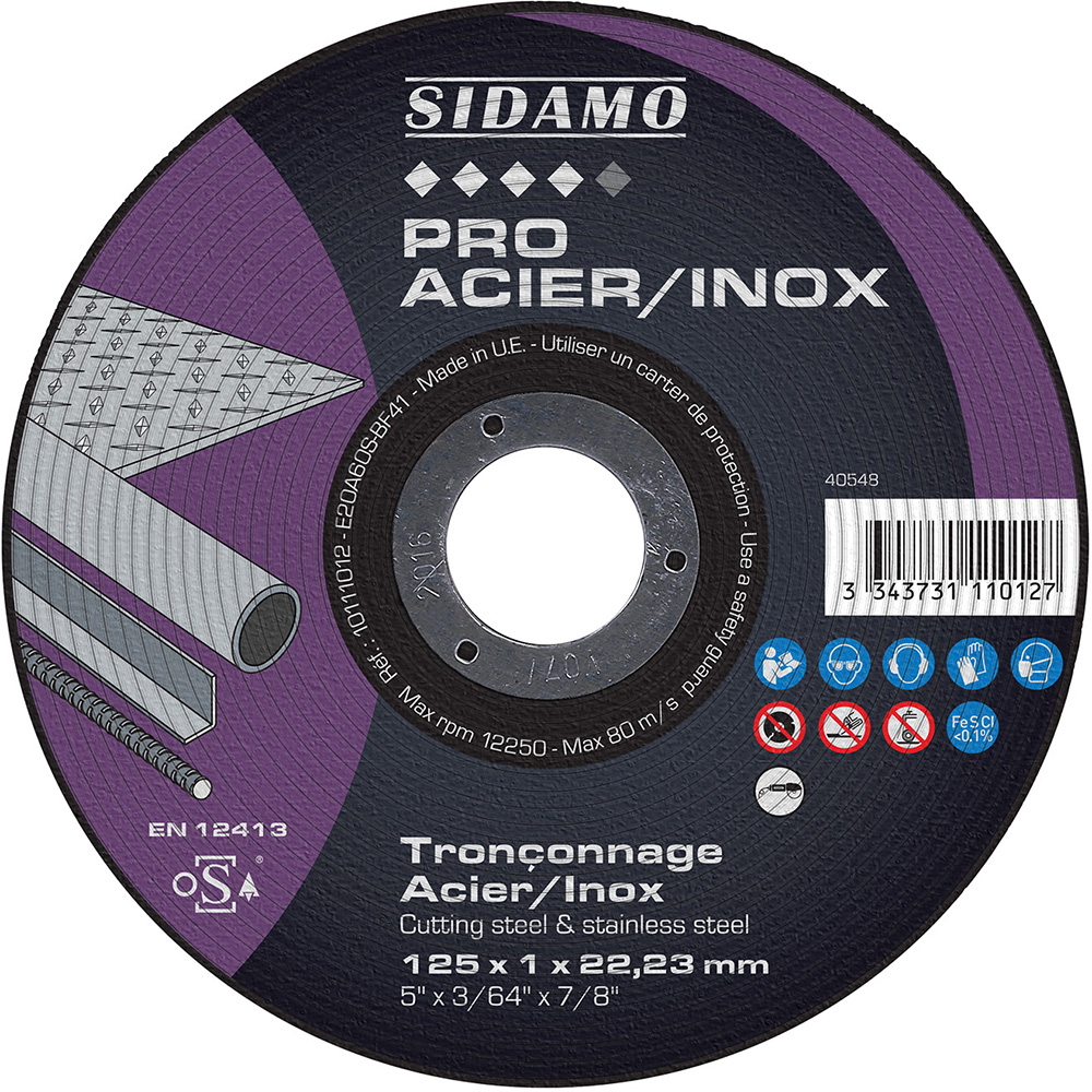 SIDAMO - Disque à tronçonner Pro Acier/Inox ø125mm