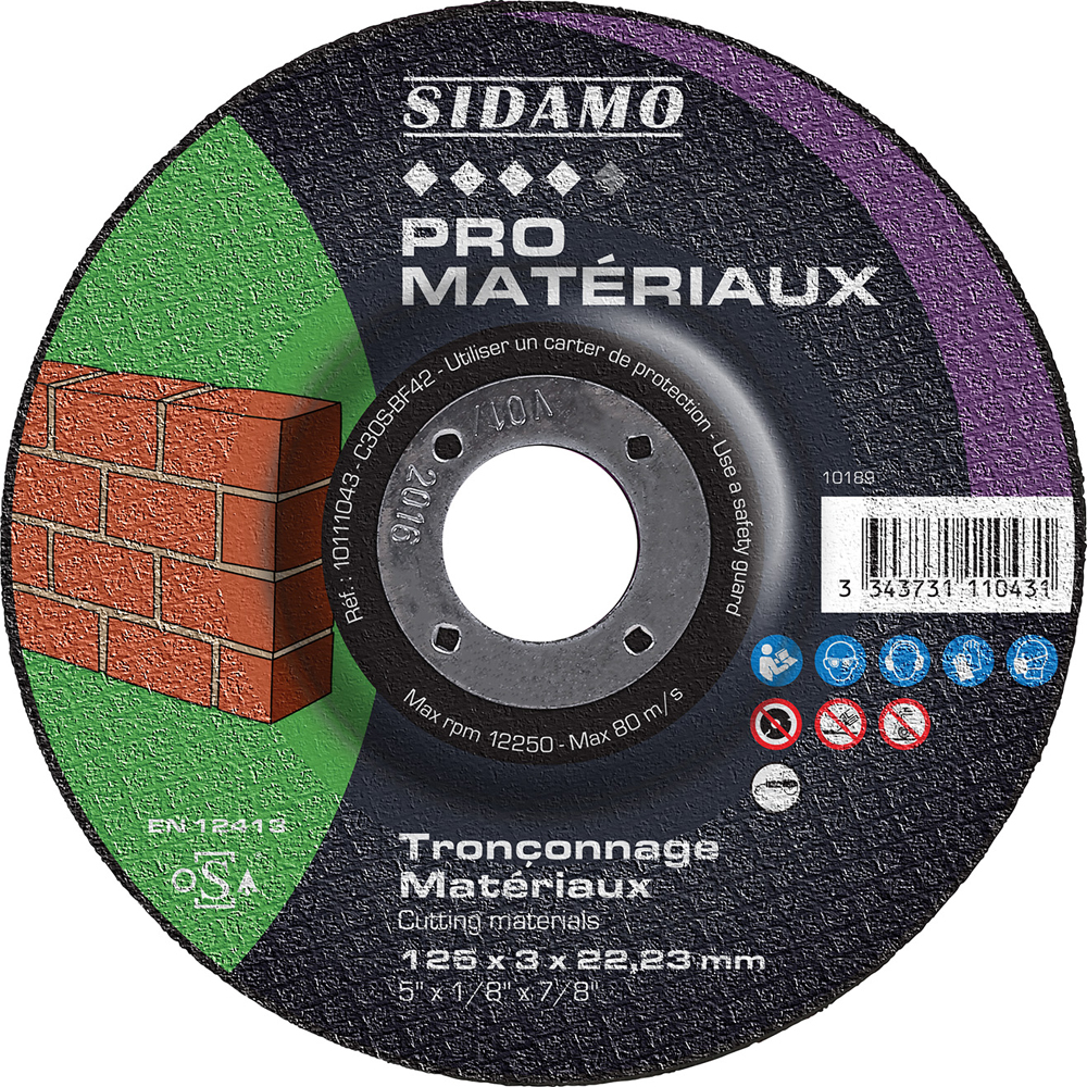 SIDAMO - Disque à tronçonner Pro Matériaux ø125mm