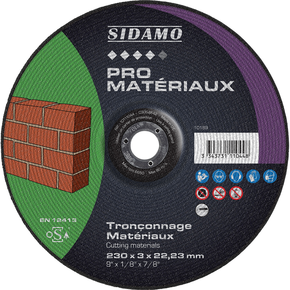 SIDAMO - Disque à tronçonner Pro Matériaux ø230mm