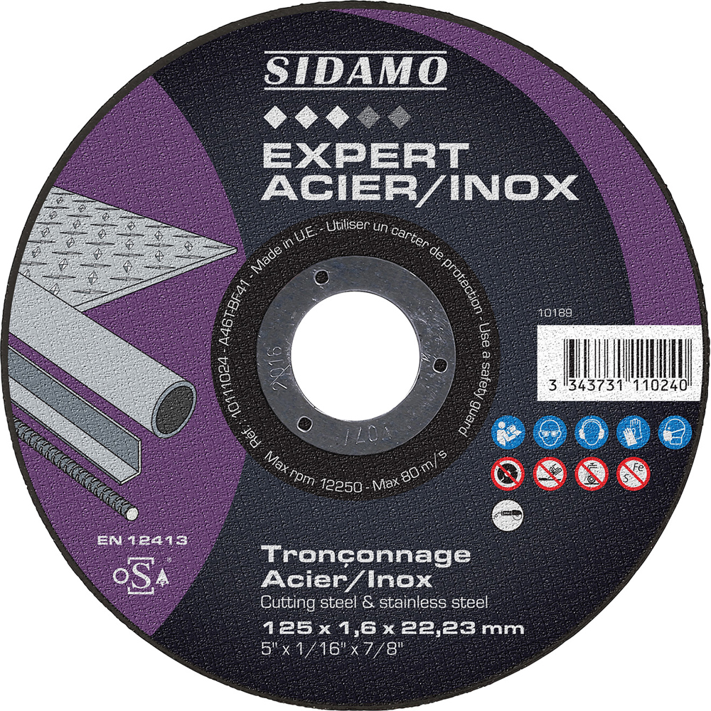 SIDAMO - Disque à tronçonner Expert Acier/Inox ø125mm