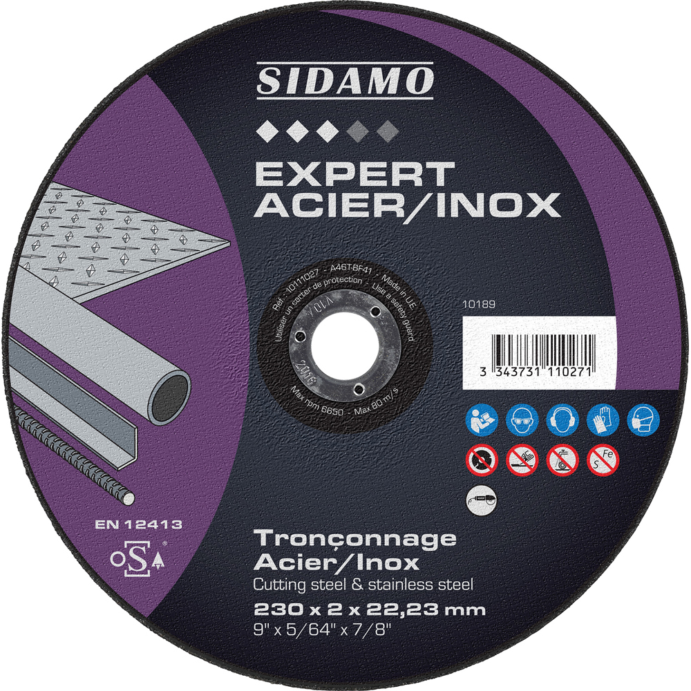 SIDAMO - Disque à tronçonner Expert Acier/Inox ø230mm