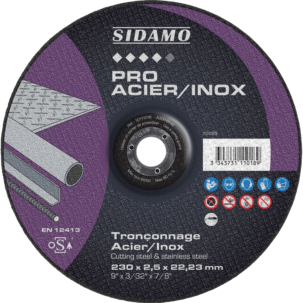 SIDAMO - Disque à tronçonner Pro Acier/Inox ø230mm