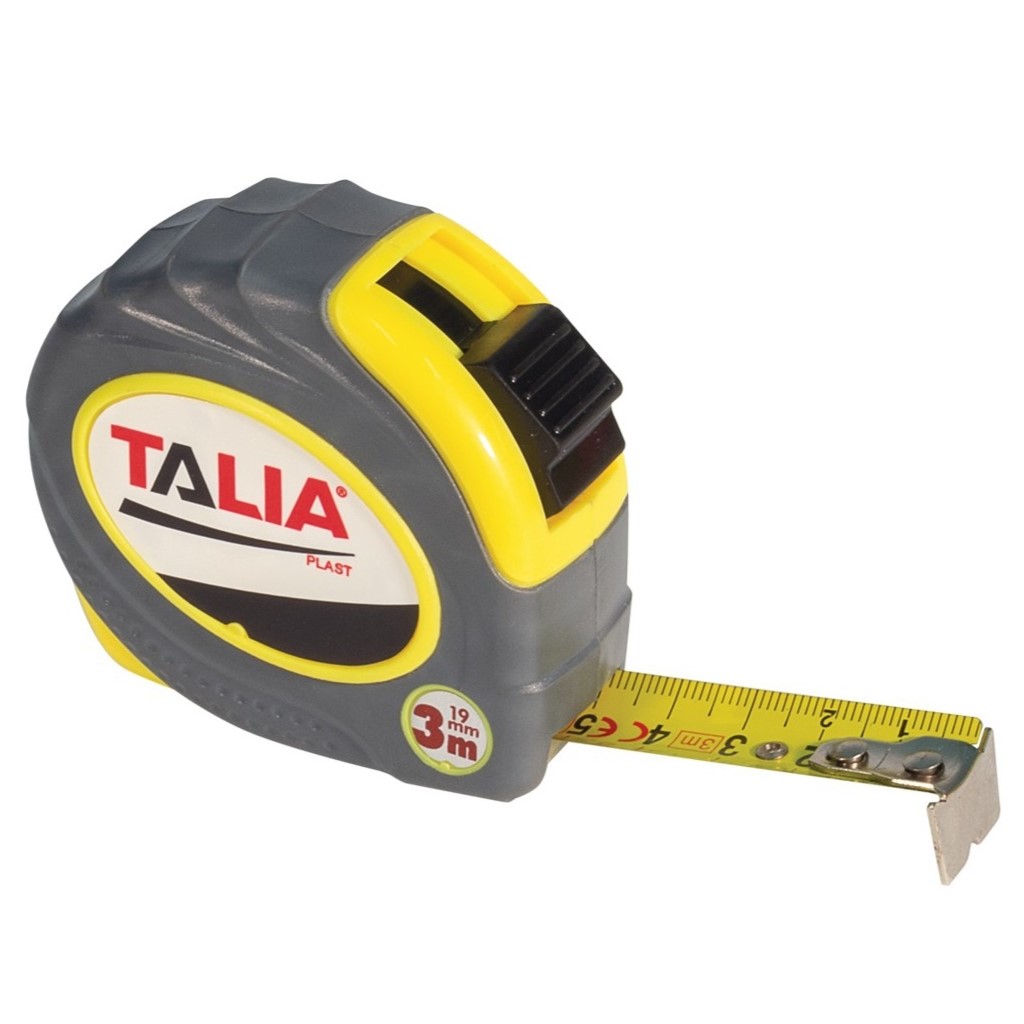 TALIAPLAST - Mètre ruban boîtier bi-matière - jaune - l. 19mm x L. 3m