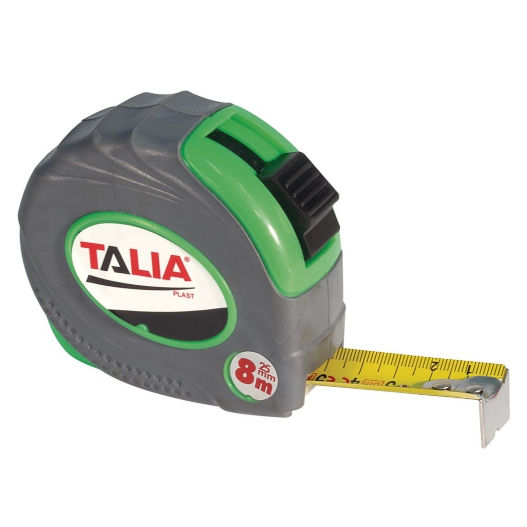 TALIAPLAST - Mètre ruban boîtier bi-matière - vert - l. 25mm x L. 8m