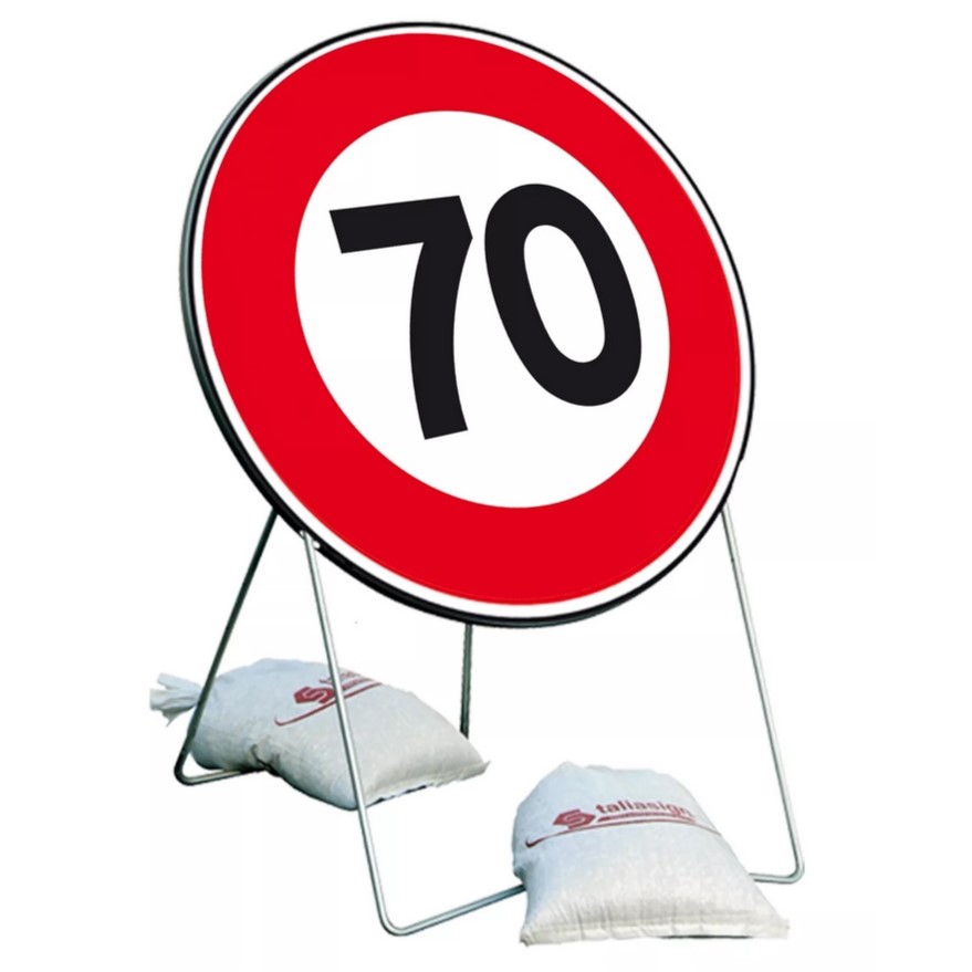 TALIAPLAST - Panneau de signalisation sur pied B14 NF T1  LIMITATION 70km/h  ø85cm